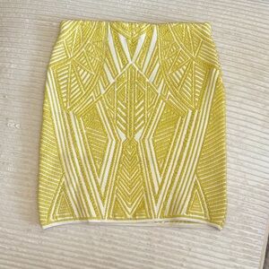 RVN Yellow and White Geometric Mini Skirt